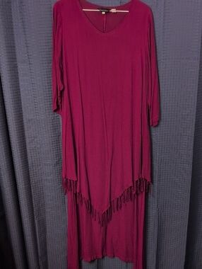 Magenta Asymmetrical Boho Fringe Dress Med-L